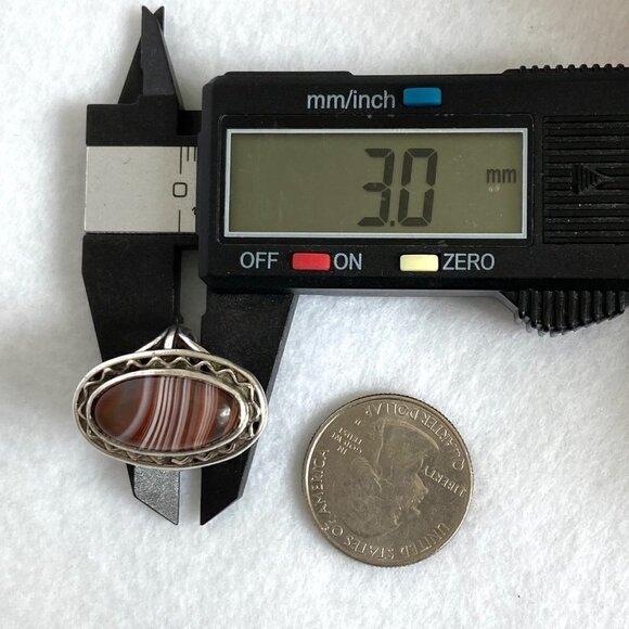 VTG Sterling Silver 925 Oval Bezel Set Banded Agate Double Split Shank Ring Sz 6 - Picture 15 of 16